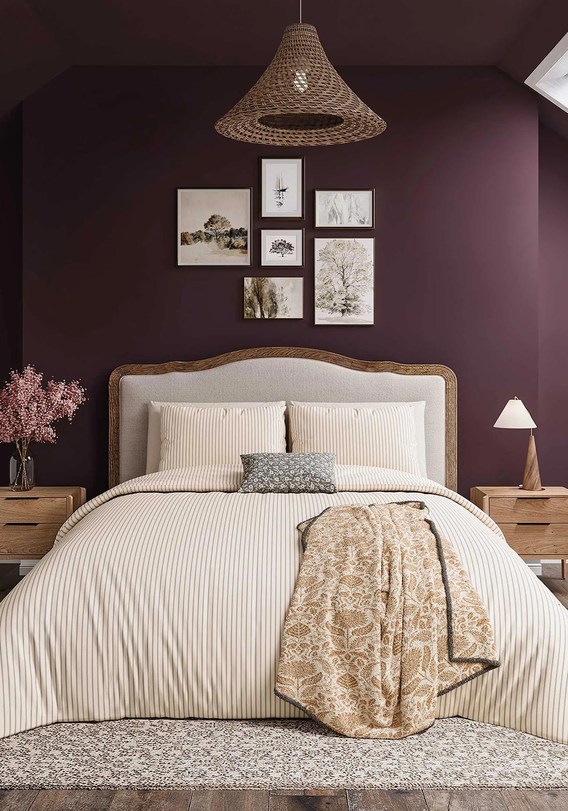 Helena Springfield Harvest Moon Ticking Stripe Cotton Duvet Cover Set, Orange