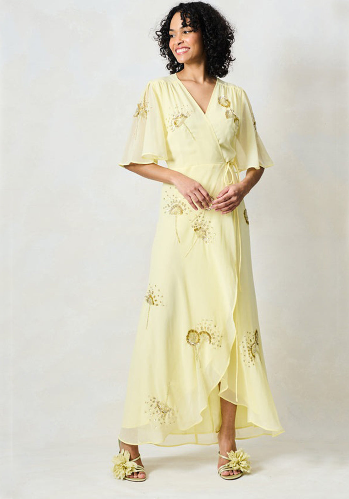 Hope & Ivy Joy Embellished Wrap Dress, Yellow - McElhinneys Hope & Ivy Joy Embellished Wrap Dress, Yellow - McElhinneys