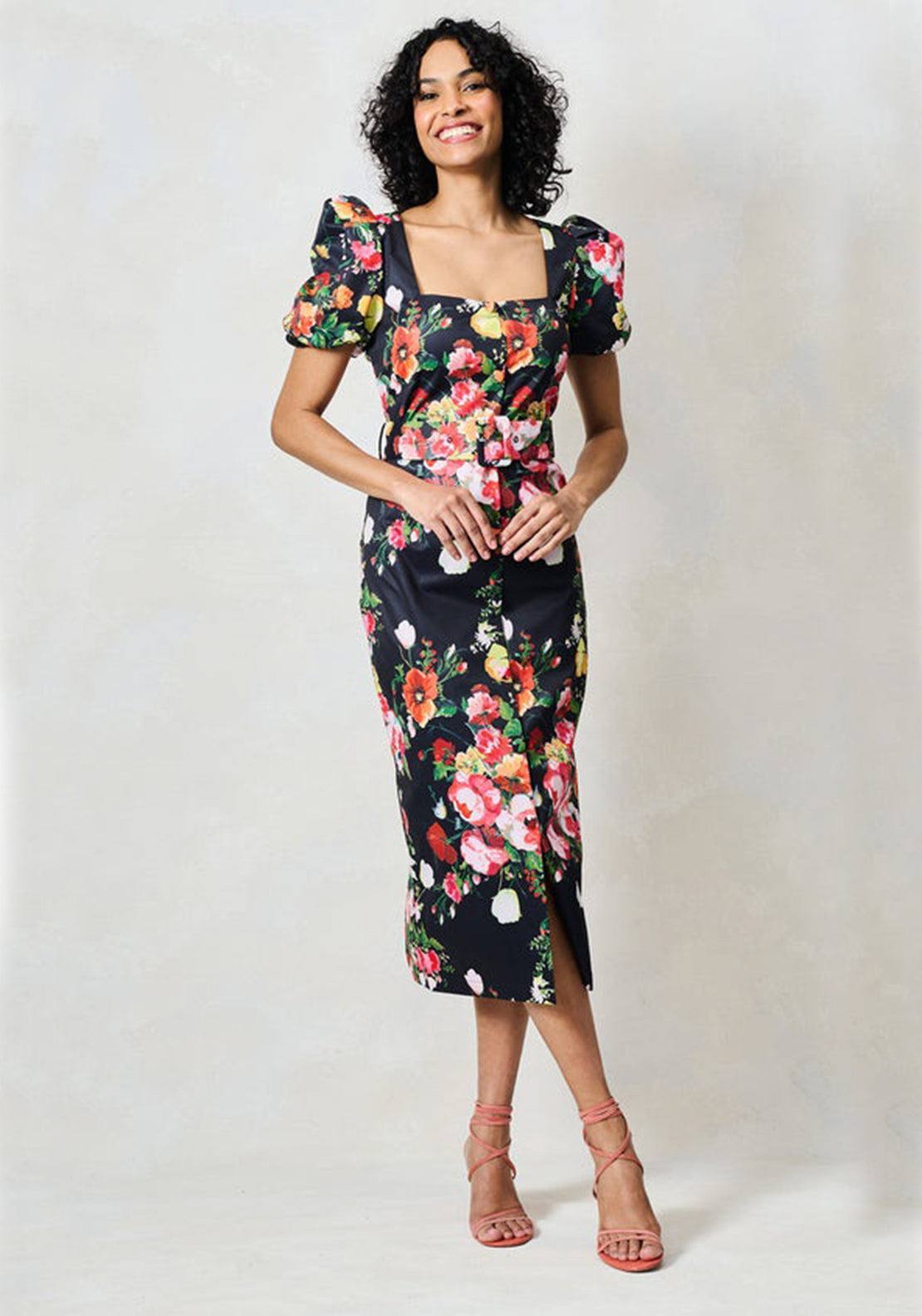 Hope & Ivy Trisha Puff Sleeve Sweetheart Neckline Pencil Dress, Black