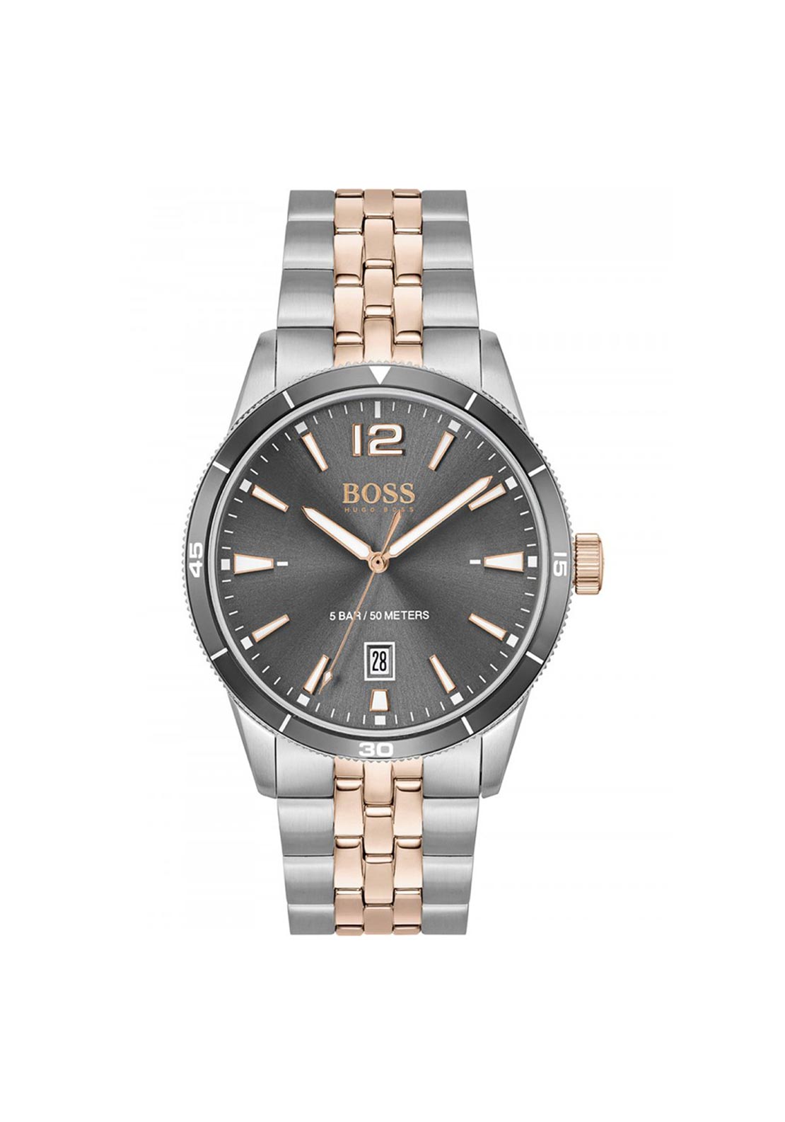 Hugo Boss Mens Drifter Watch, Silver & Rose Gold