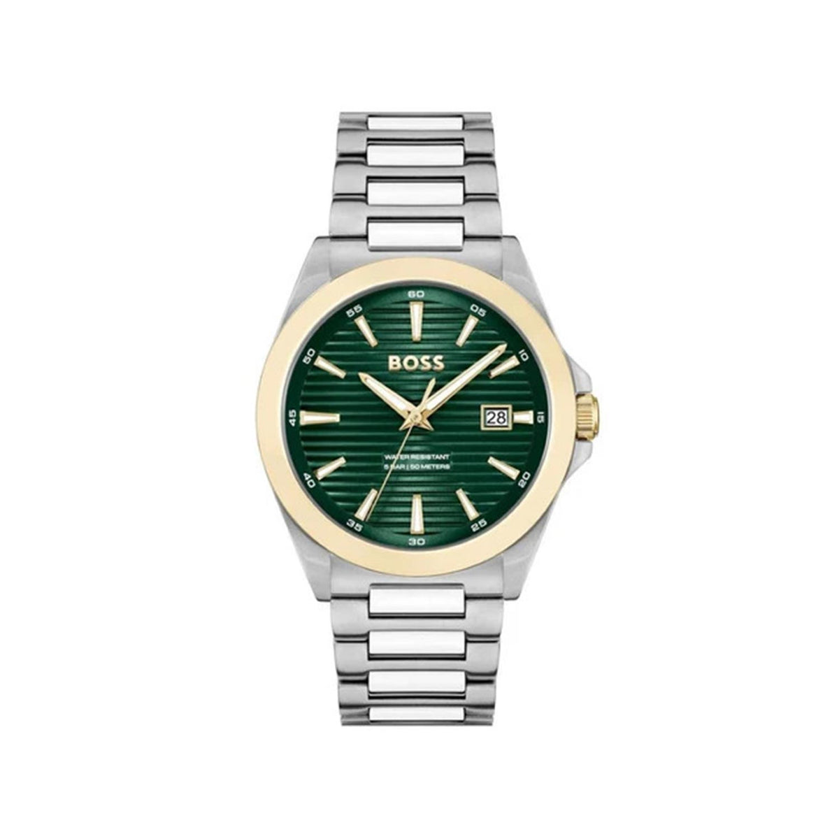 Hugo Boss Men’s Strike Green Dial Watch, Silver & Gold