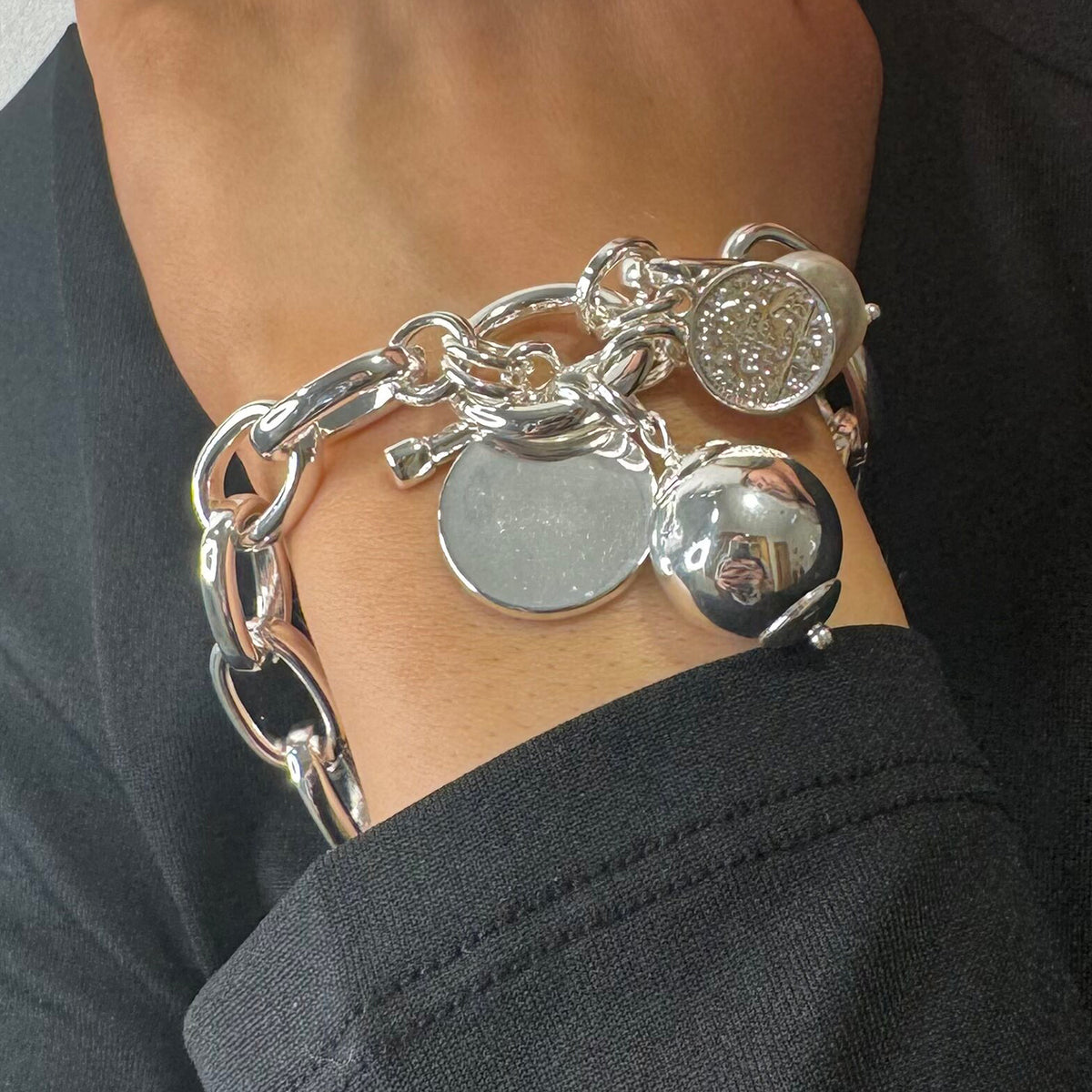 Absolute Multi Charm T-Bar Bracelet, Silver
