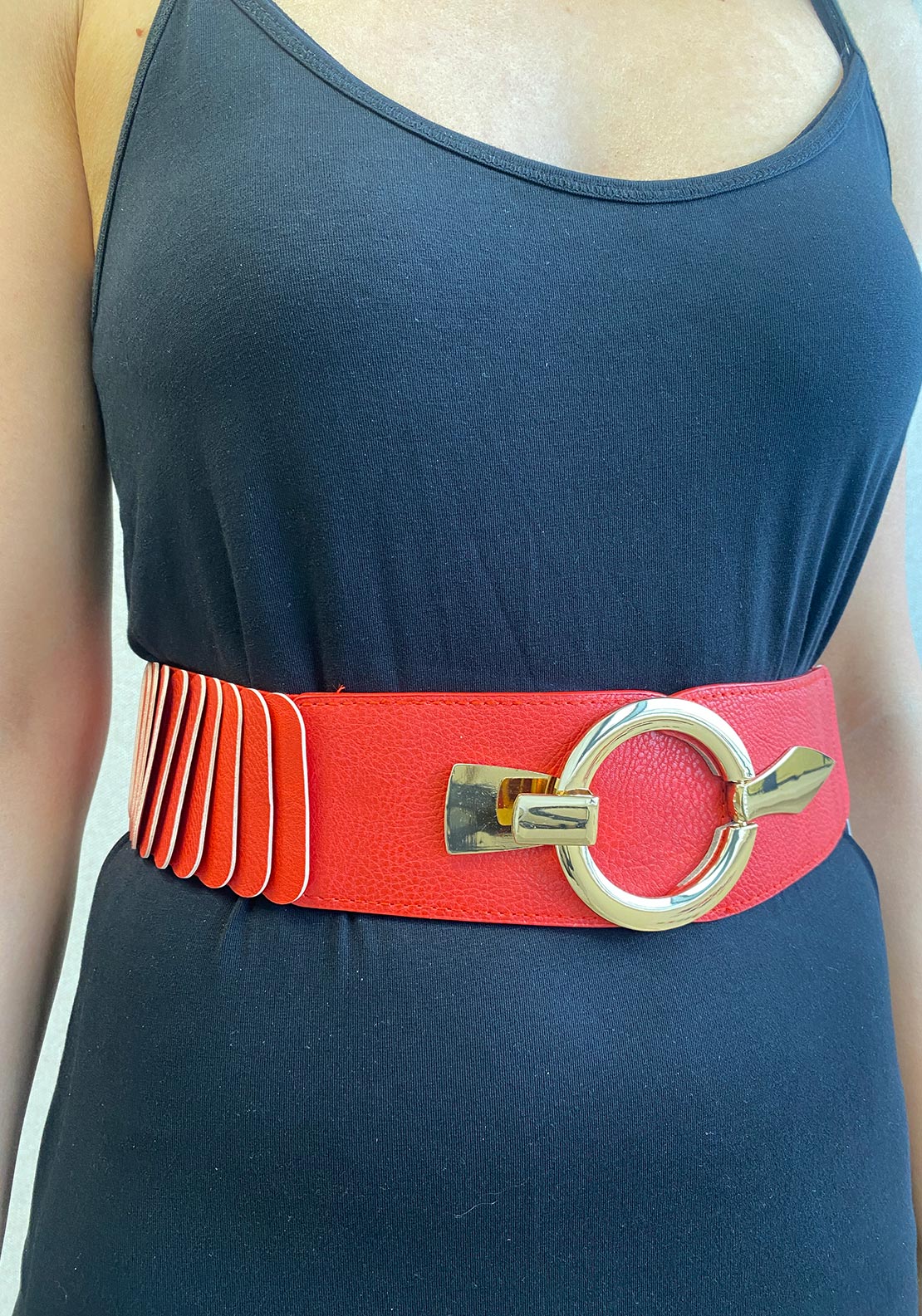 Serafina Collection Hook Ring Stretch Waist Belt, Red McElhinneys