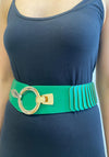 Serafina Collection Hook Ring Stretch Waist Belt, Green