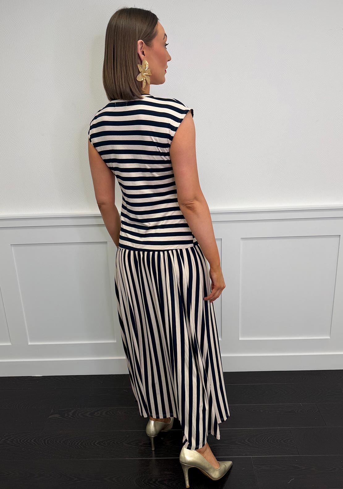 Serafina Collection Striped jersey Maxi Dress, Navy