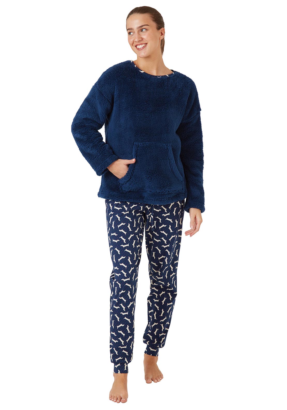 Indigo Sky Dachshund Pyjama Set, Navy