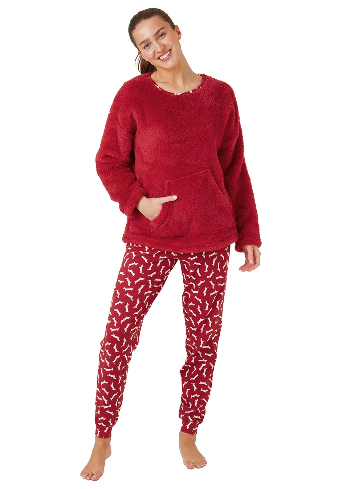 Indigo Sky Dachshund Pyjama Set, Red