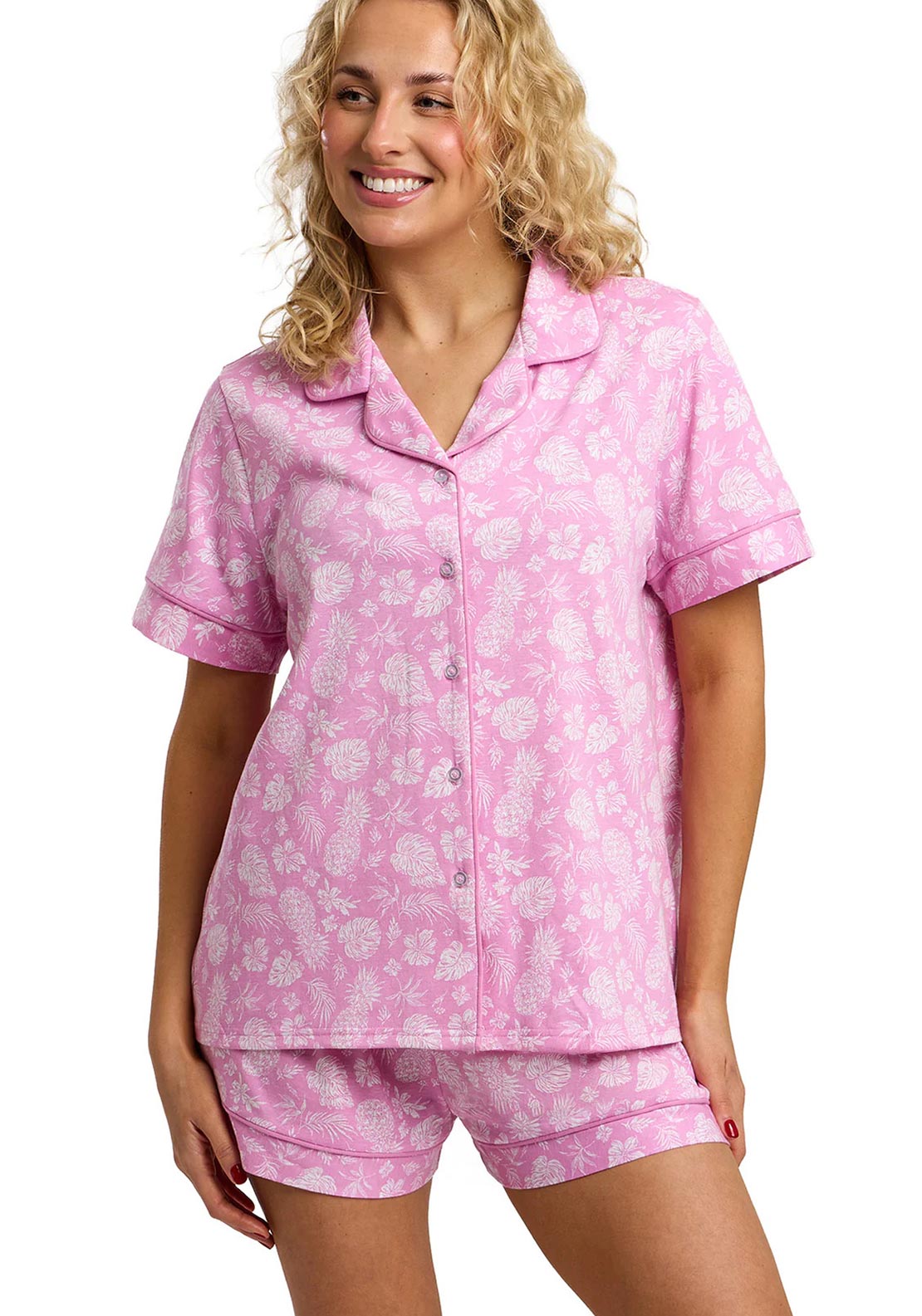 Indigo Sky Pineapple Print Short Pyjama Set, Pink