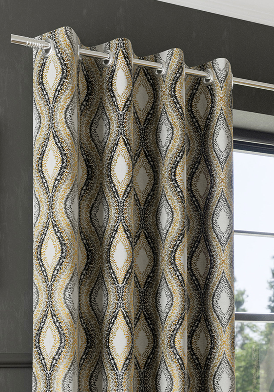 EA Design Inca Interlined Eyelet Curtains 90x90”, Ochre