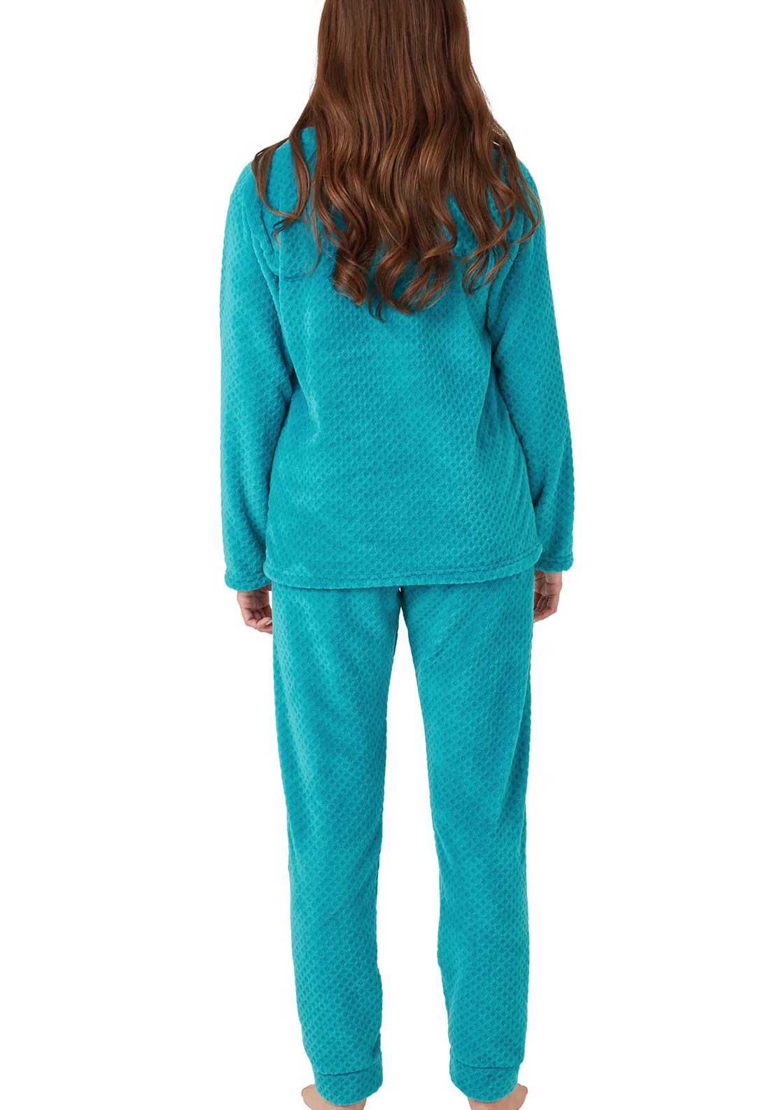 Indigo Sky Geometric Fleece Pyjama Set, Teal