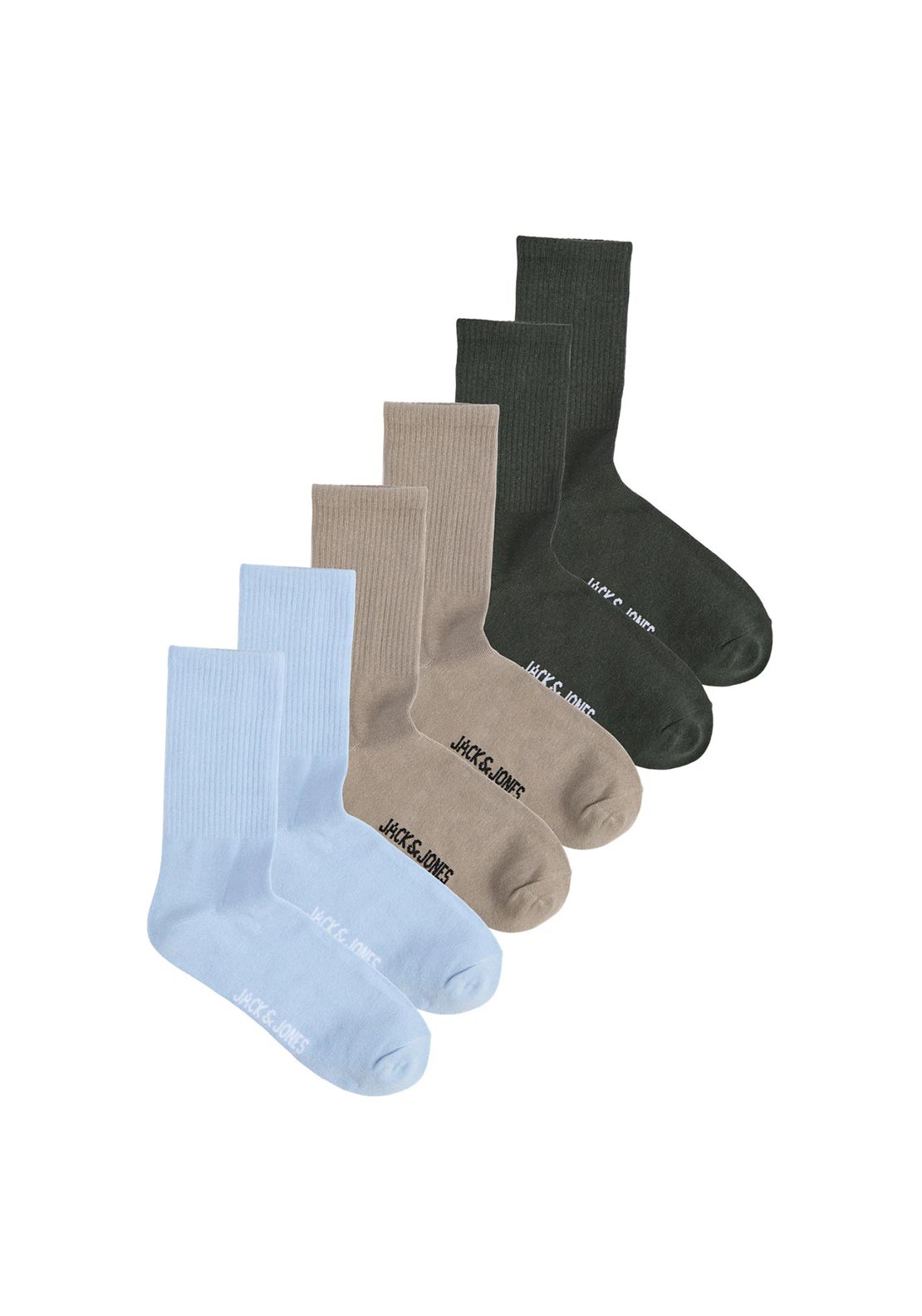Jack & Jones Nolan 6 Pack Tennis Socks, Greige Multi
