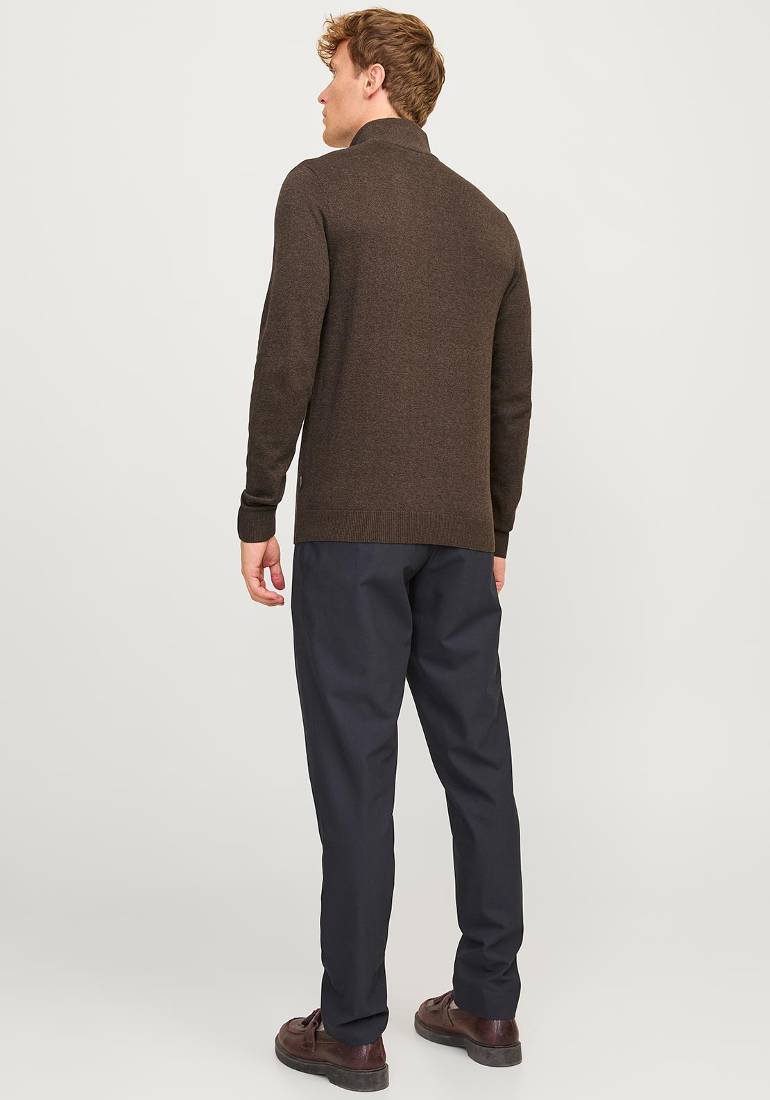 Jack & Jones Emil Knit Half Zip Sweater, Mulch Brown