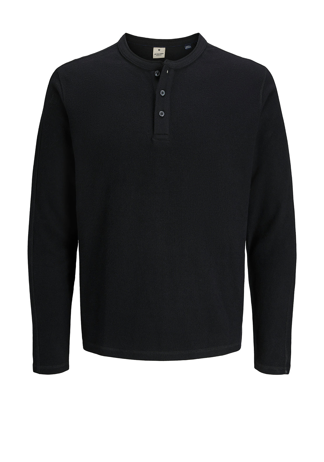 Jack Jones Henley Long Sleeve T-Shirt, Black McElhinneys