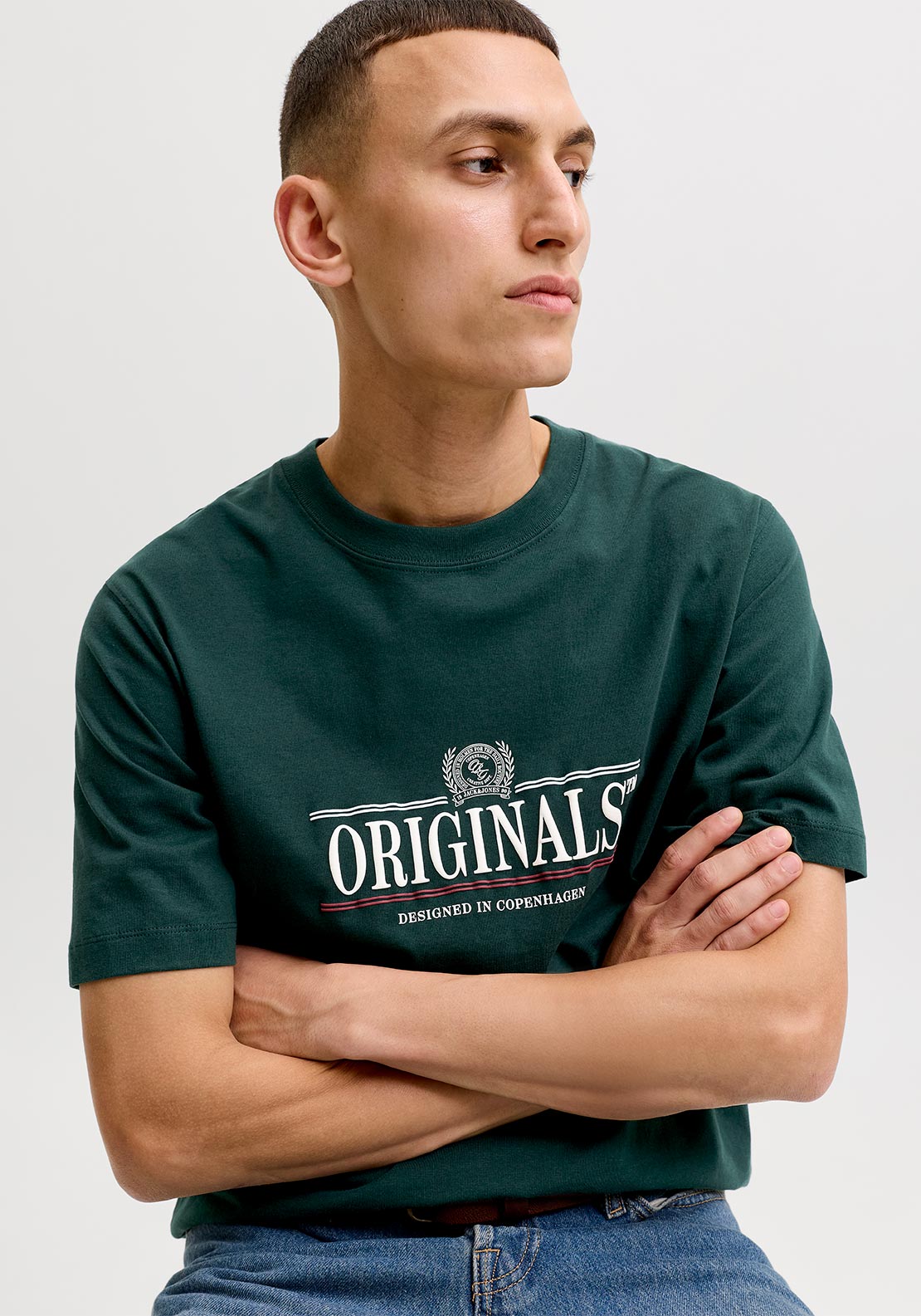Jack & Jones Fredericksberg Graphic Box T-Shirt, Pine Green