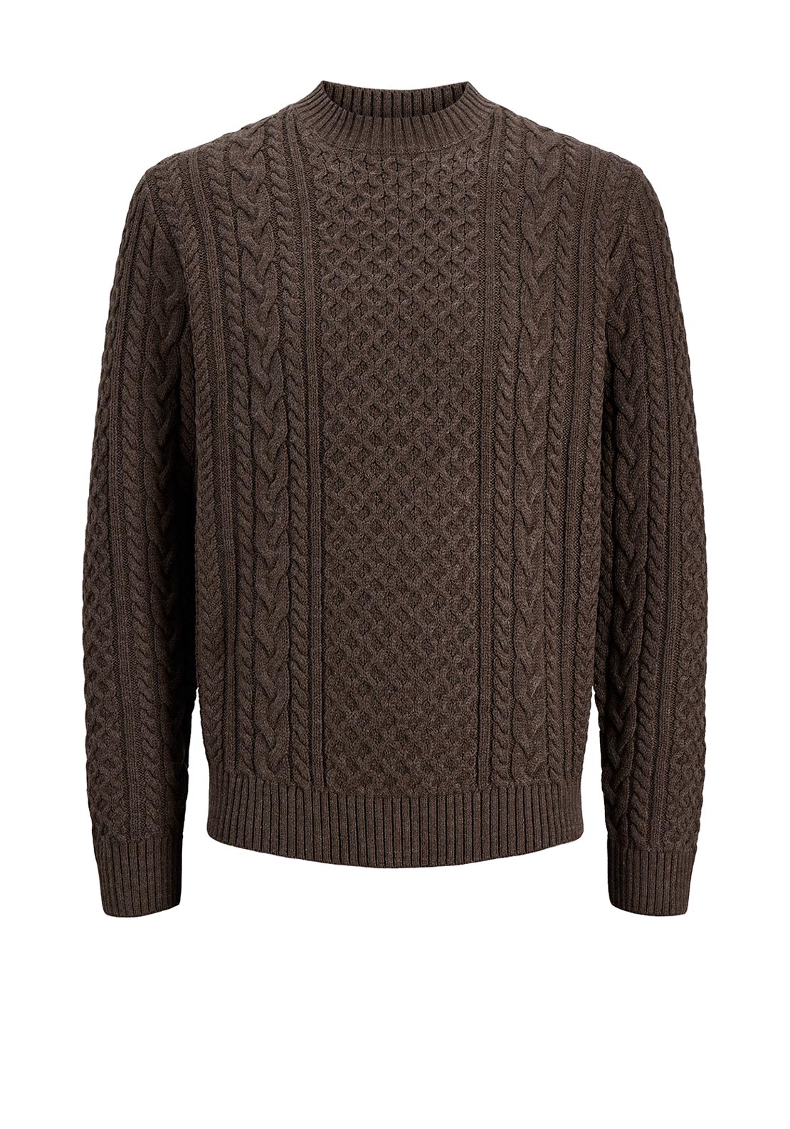 Jack & Jones Callum Cable Knit Jumper, Brown