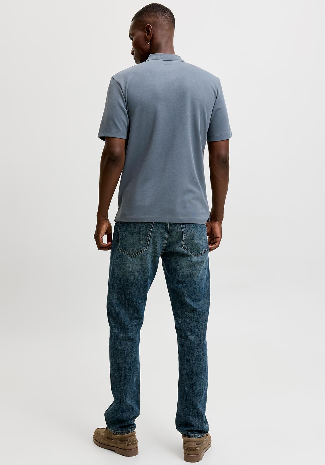 Jack & Jones Ethan Zip Polo Shirt, Dark Grey