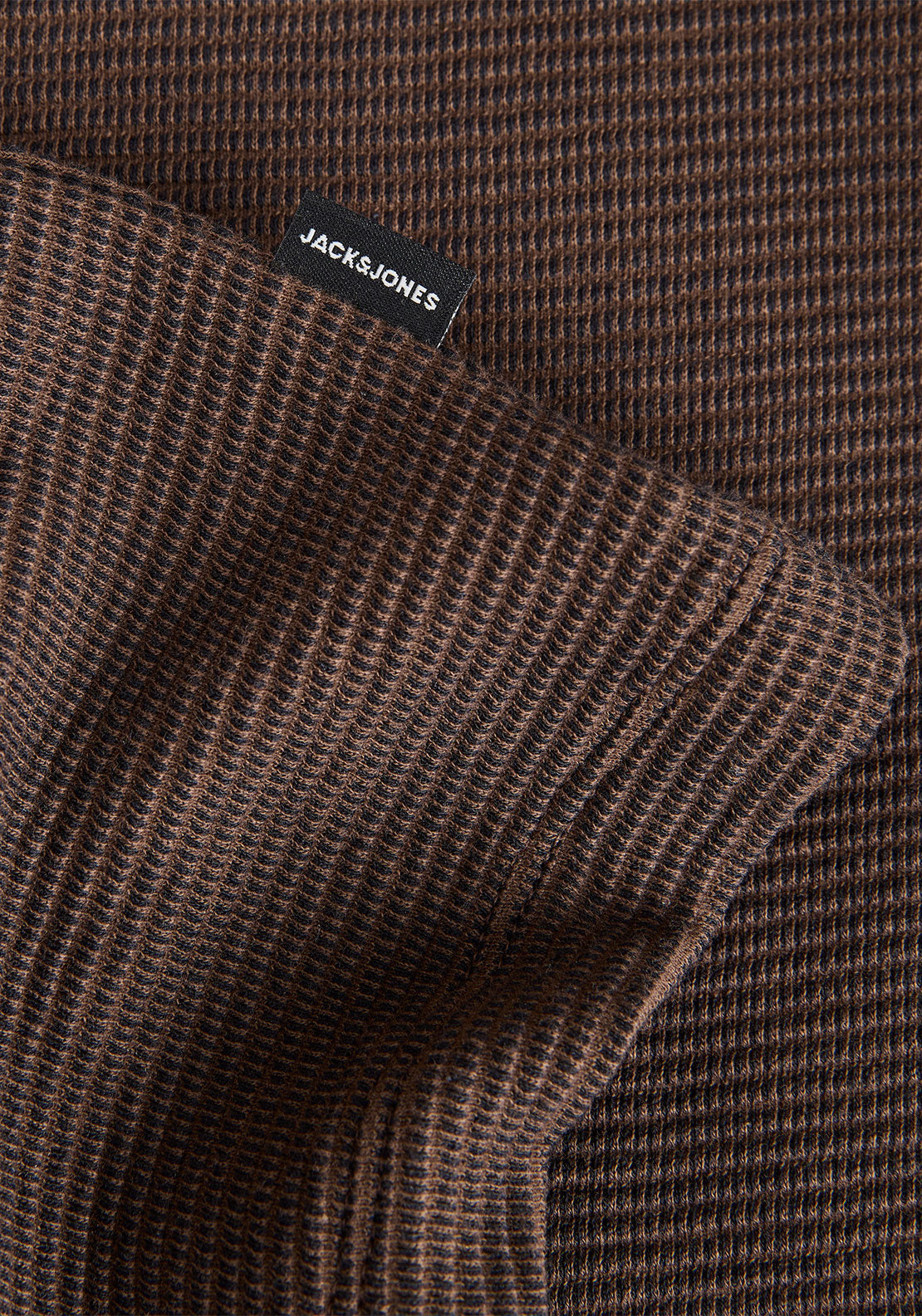 Jack & Jones Theo Textured Knit Polo Shirt, Brown