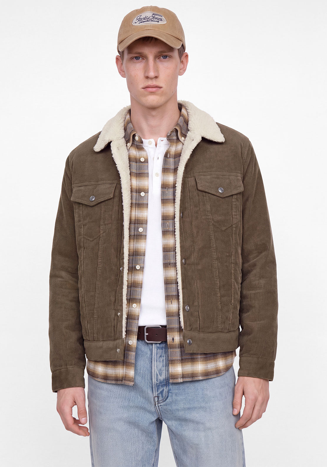 Jack & Jones Connor Corduroy Trucker Jacket, Brown