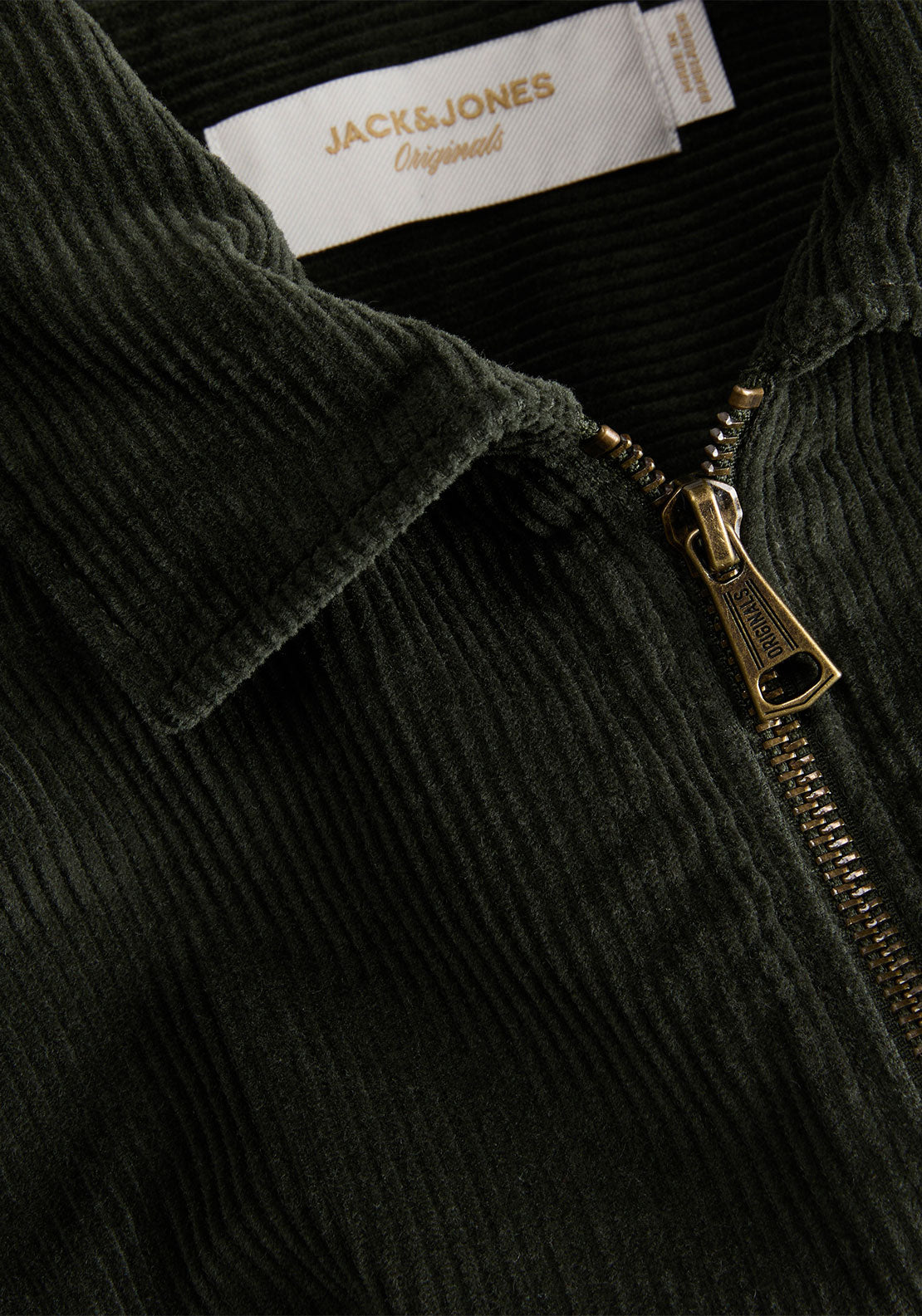 Jack & Jones Toronto Corduroy Zipped Shirt, Dark Green
