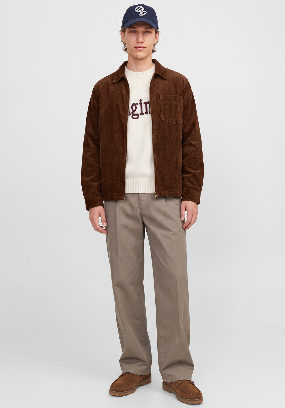 Jack & Jones Toronto Corduroy Zipped Shirt, Downtown Brown