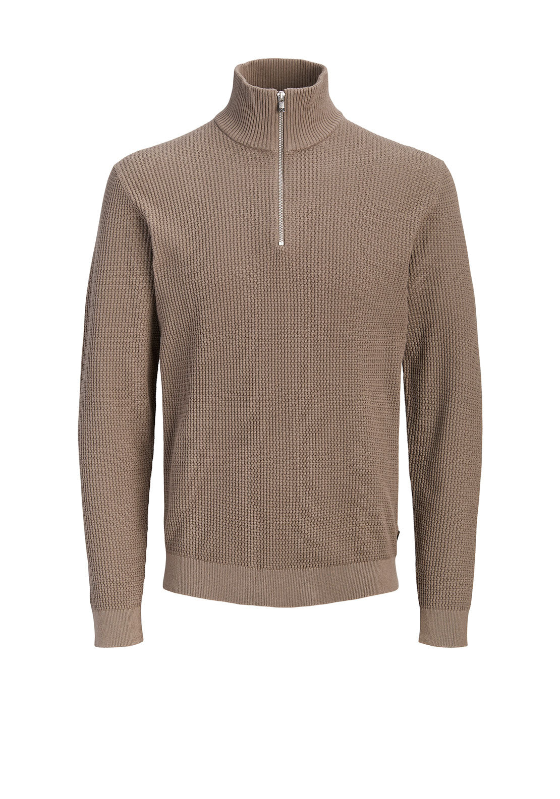 Jack & Jones Stanley Quarter Zip Knit Jumper, Taupe