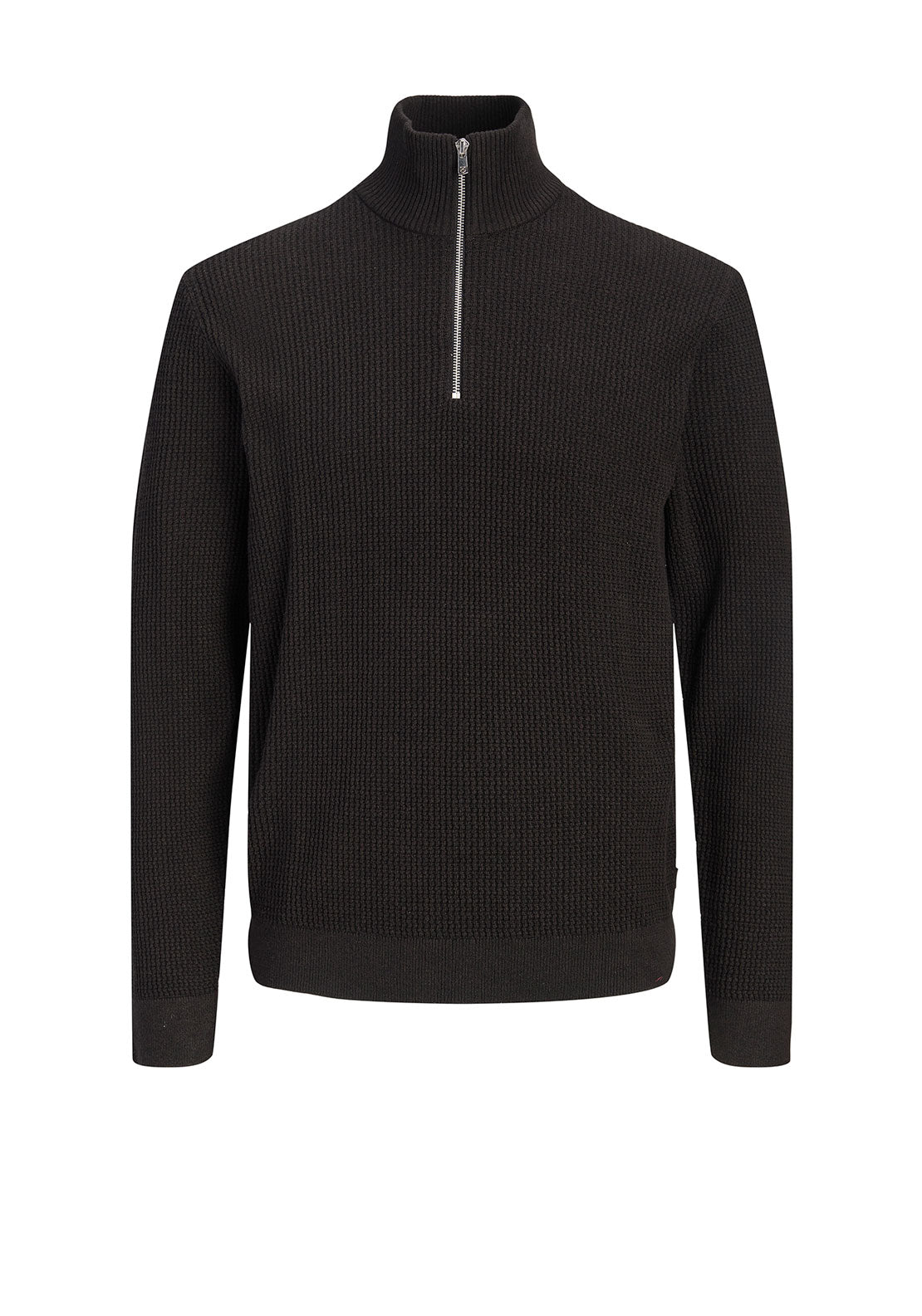 Jack & Jones Stanley Quarter Zip Knit Jumper, Dark Brown