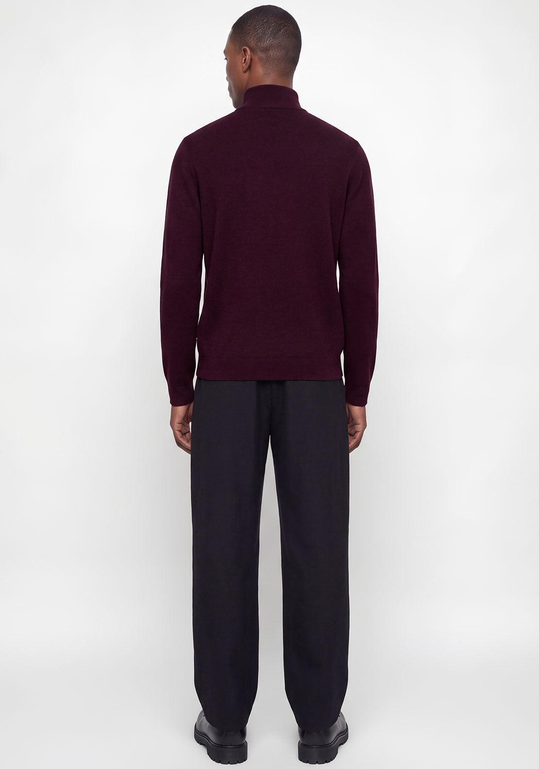 Jack & Jones Milano Stitch Knit Quarter Zip Sweater, Wine