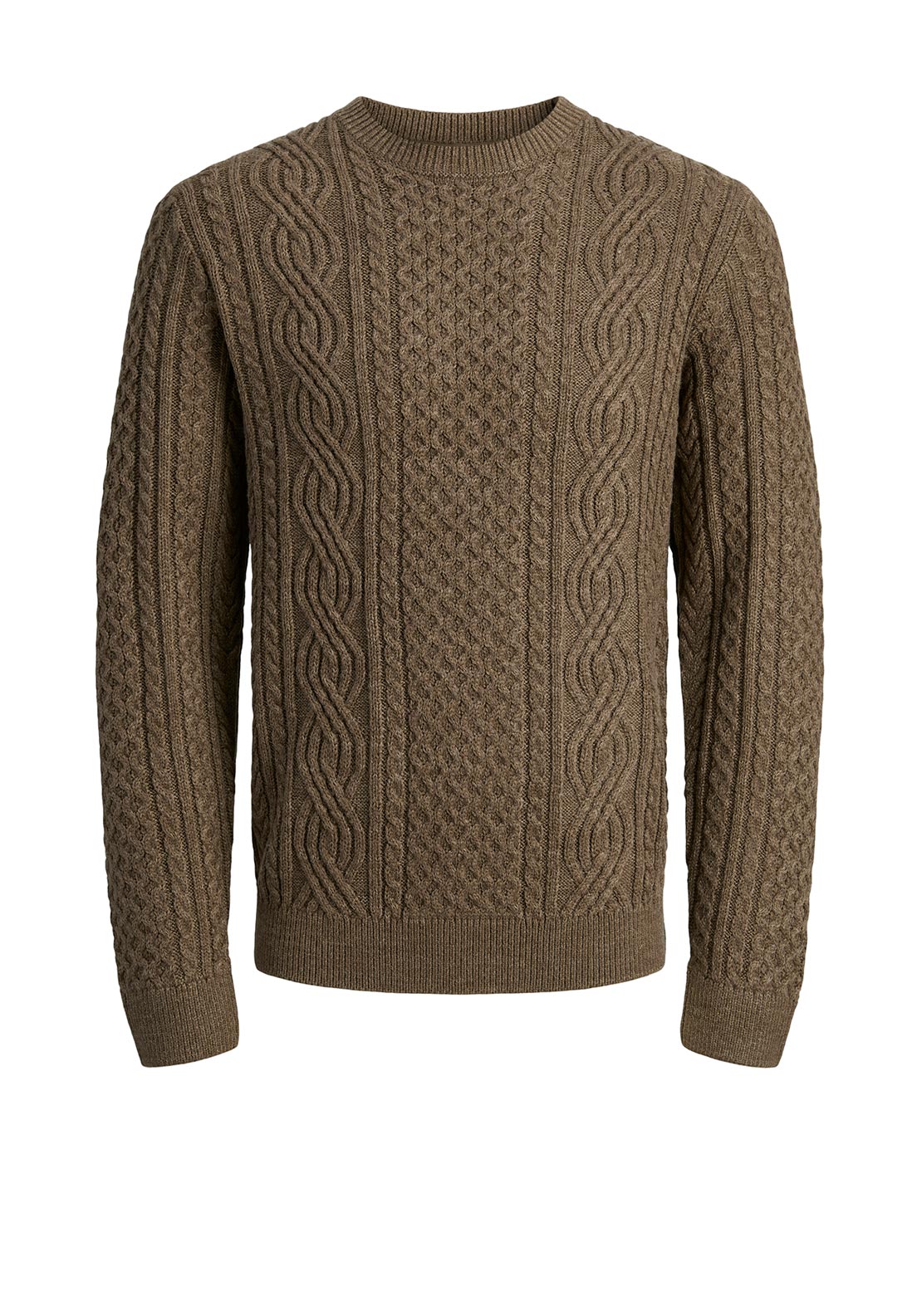 Jack & Jones Sean Cable Knit Jumper, Brown