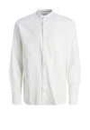 Jack & Jones Summer Linen Grandad Collar Shirt, White