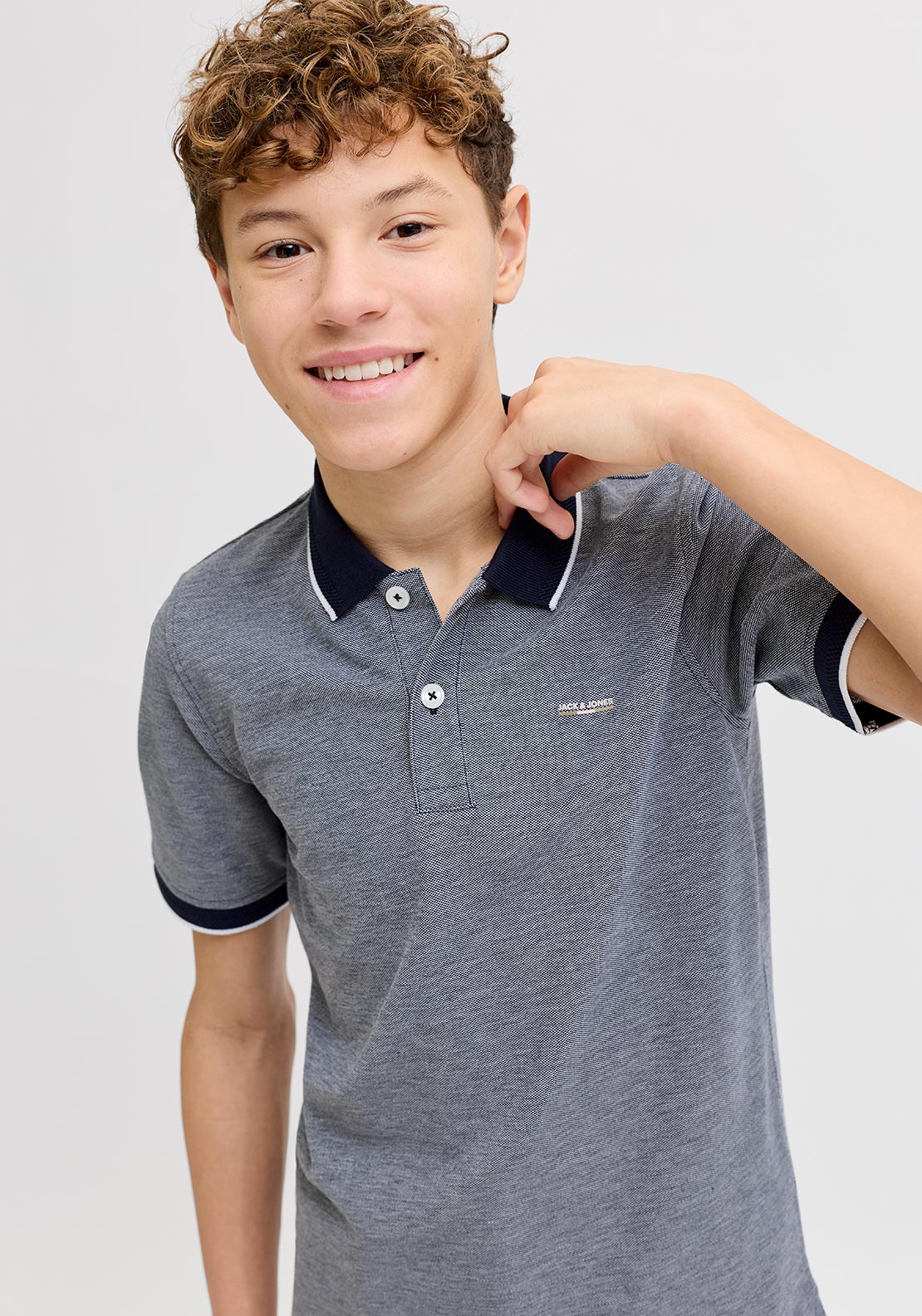 Jack & Jones Boys Blualves Short Sleeve Polo, Navy