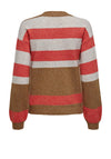 JDY Barbara Stripe Printed Knit Sweater, Toasted Coconut