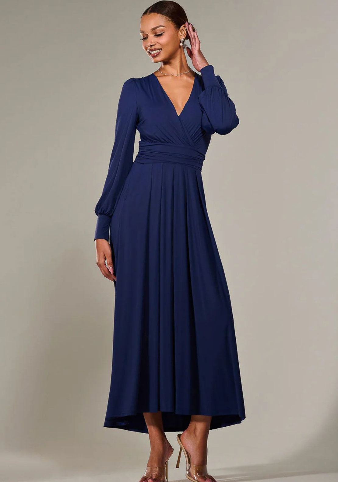 Jolie Moi Navy Long Sleeve Maxi Dress Long Sleeve Navy Maxi Dress Uk Buy  Jolie Moi Navy Blue Rashelle