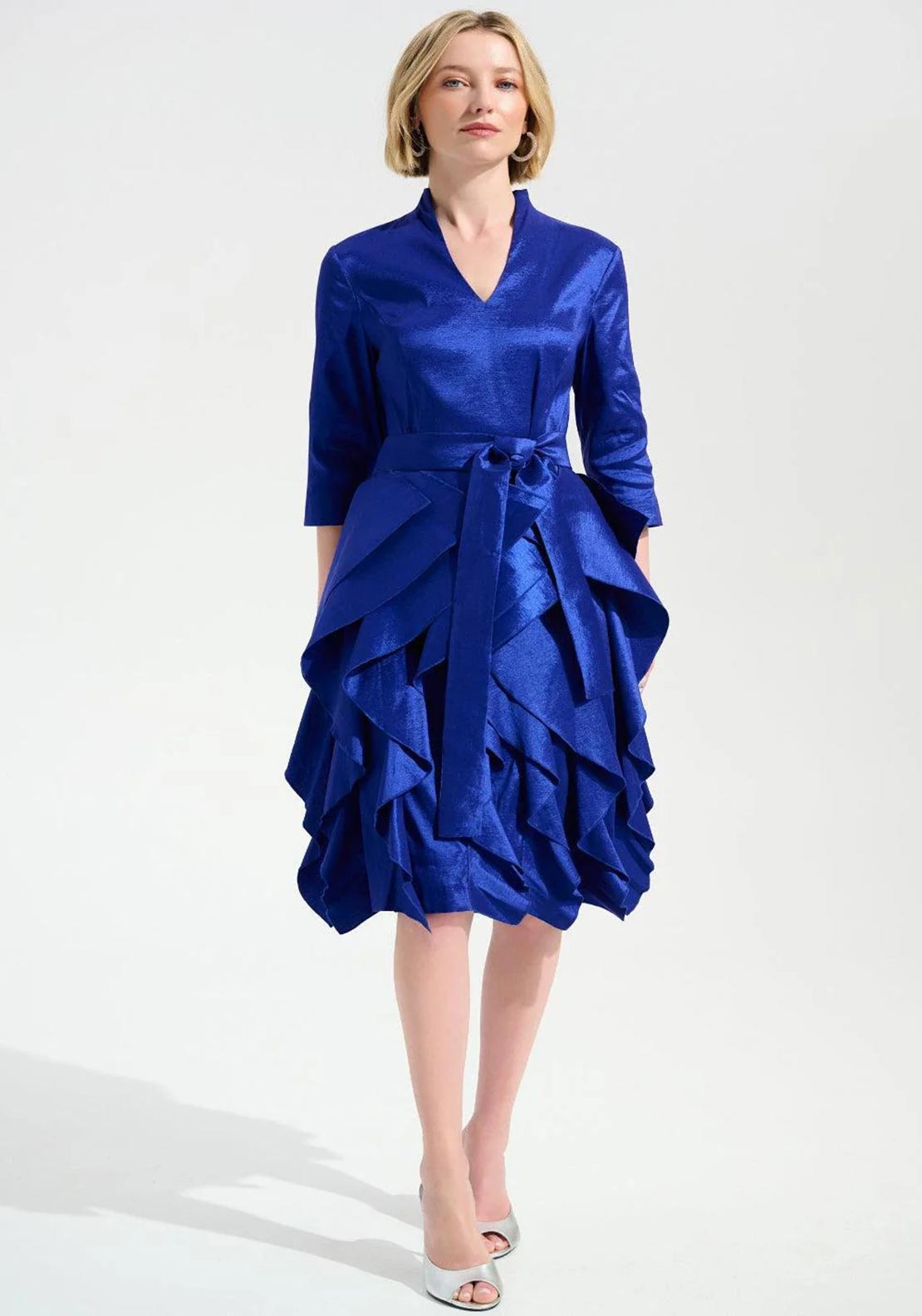 Joseph Ribkoff V-Neck Wrap Midi Dress, Blue - McElhinneys Joseph Ribkoff V-Neck Wrap Midi Dress, Blue - McElhinneys