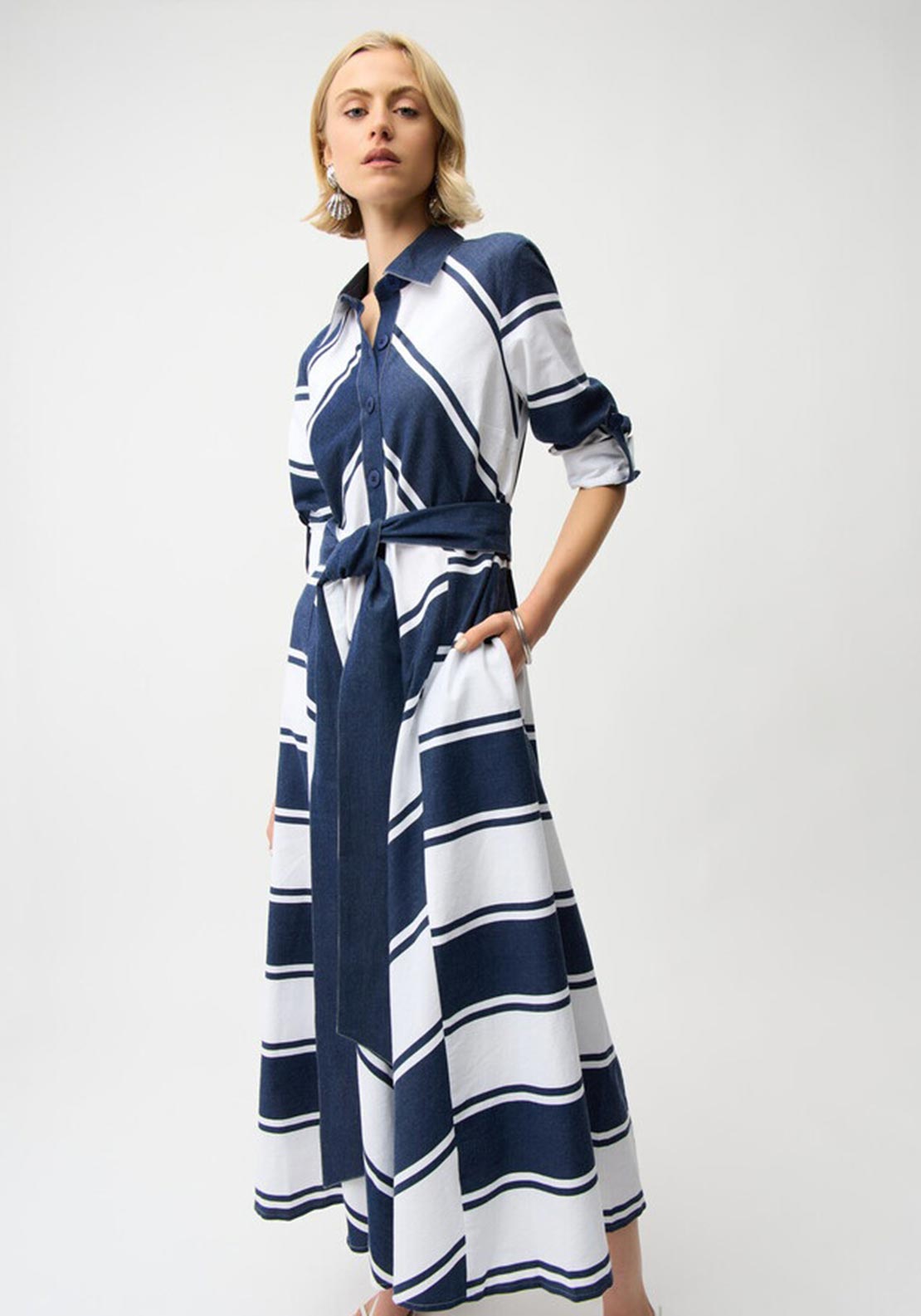 Joseph Ribkoff Stripe Shirt Dress, Navy - McElhinneys