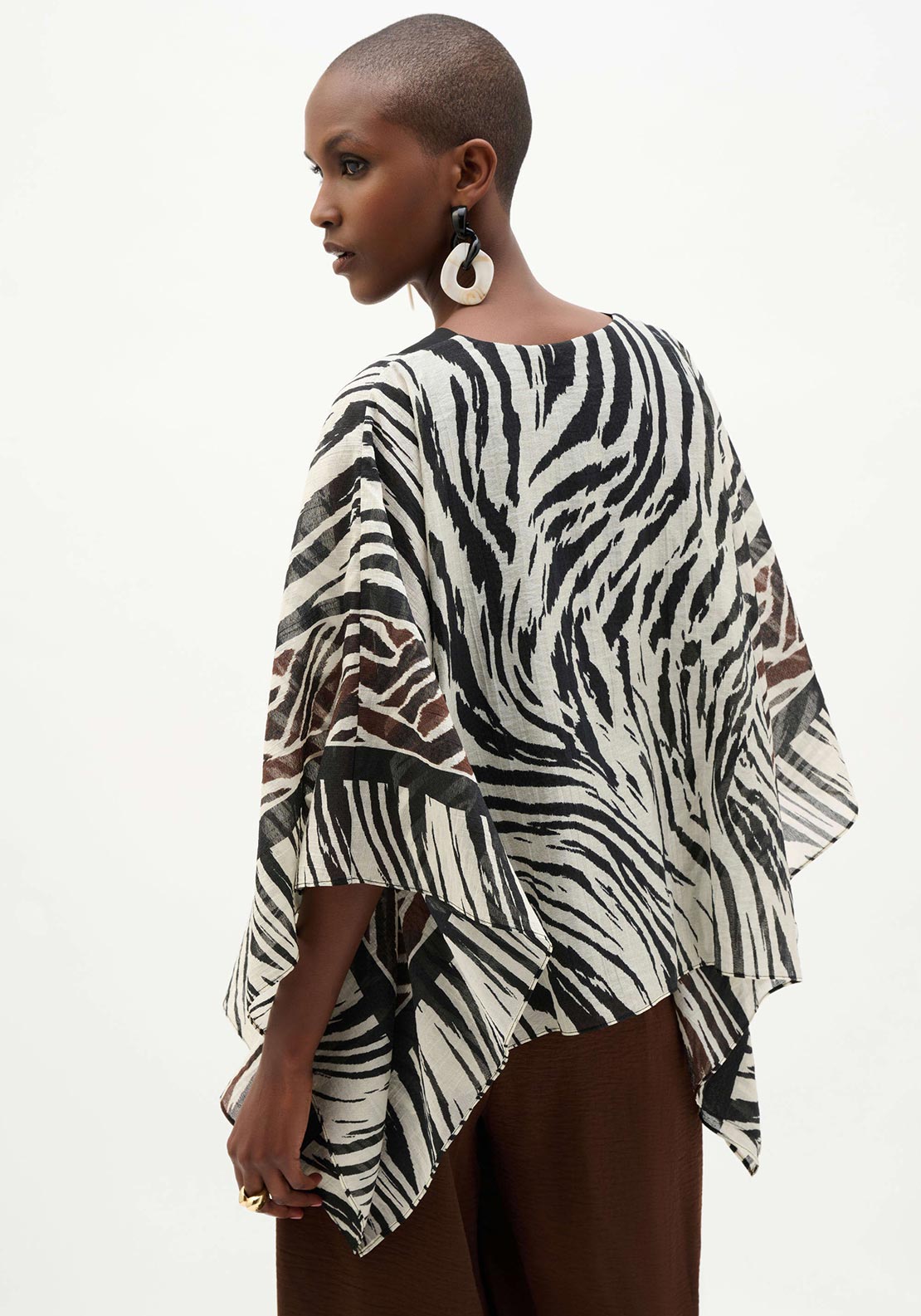 Joseph Ribkoff Sheer Animal Print Top, Black