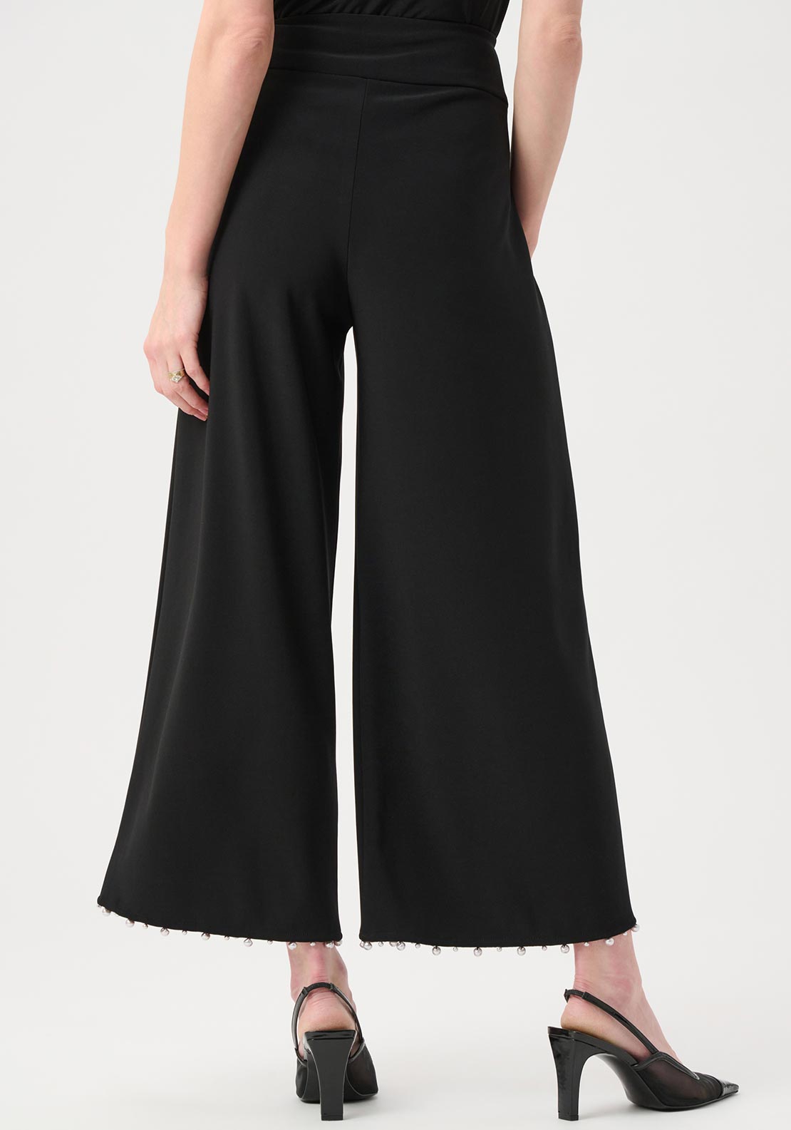 Joseph Ribkoff Pearl Trim Culotte Trousers, Black