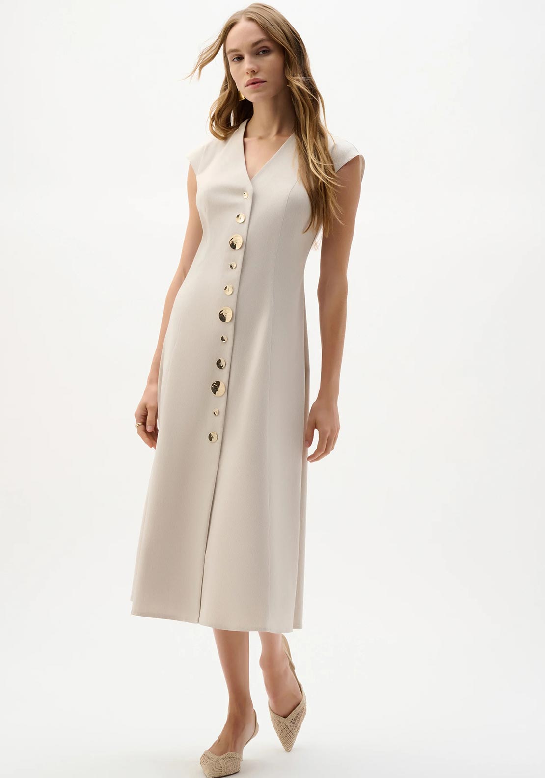 Joseph Ribkoff Melange Fit and Flare Dress, Taupe - McElhinneys Joseph Ribkoff Melange Fit and Flare Dress, Taupe - McElhinneys