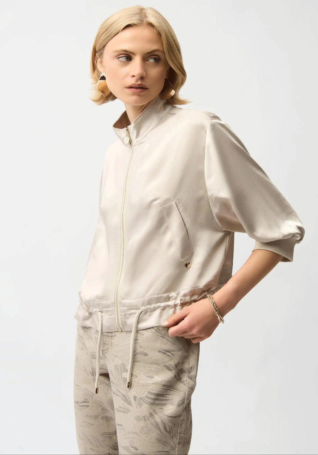 Joseph Ribkoff Zipper Relaxed Jacket, Beige