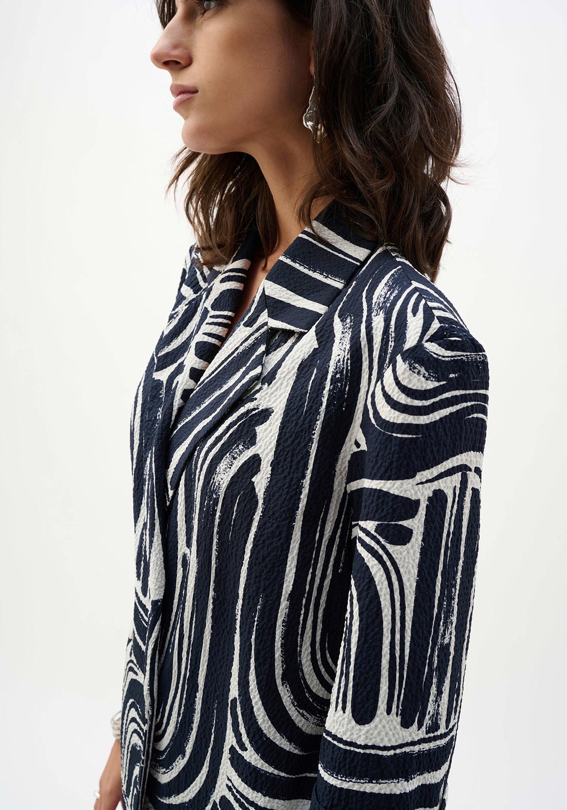 Joseph Ribkoff Abstract Print Double-Breasted Blazer, Navy