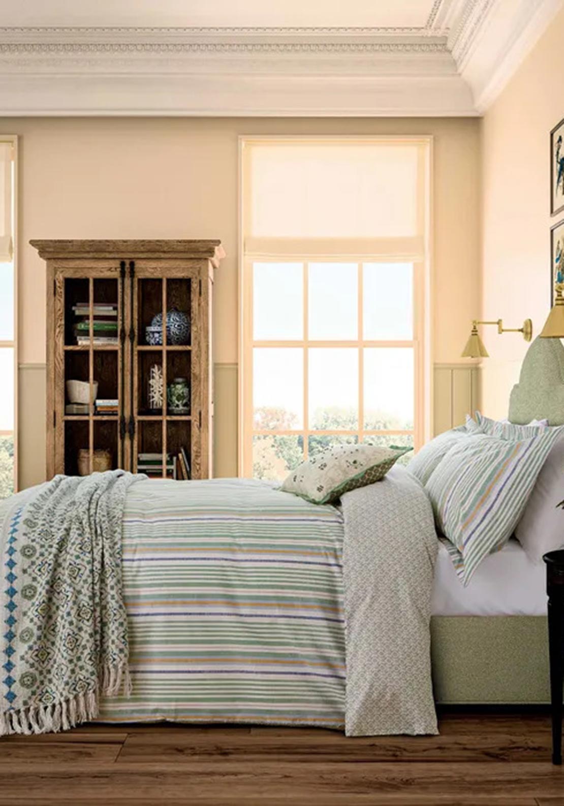 Joules Charleston Stripe Duvet Set, Green Multi