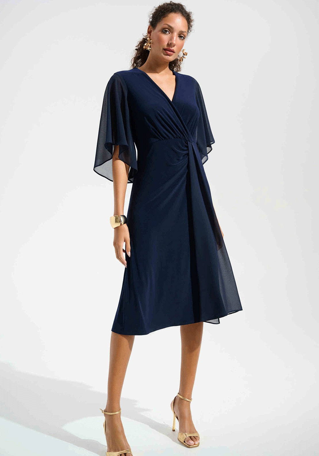 lace brand dress Satin Collar & Gold Buttons Lace Dress