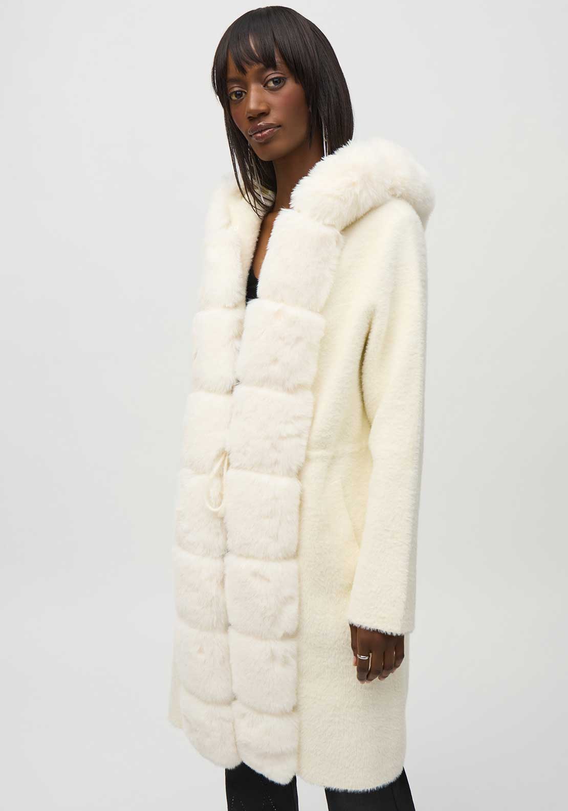 Joseph Ribkoff Faux Fur Hooded Coat, Cream McElhinneys