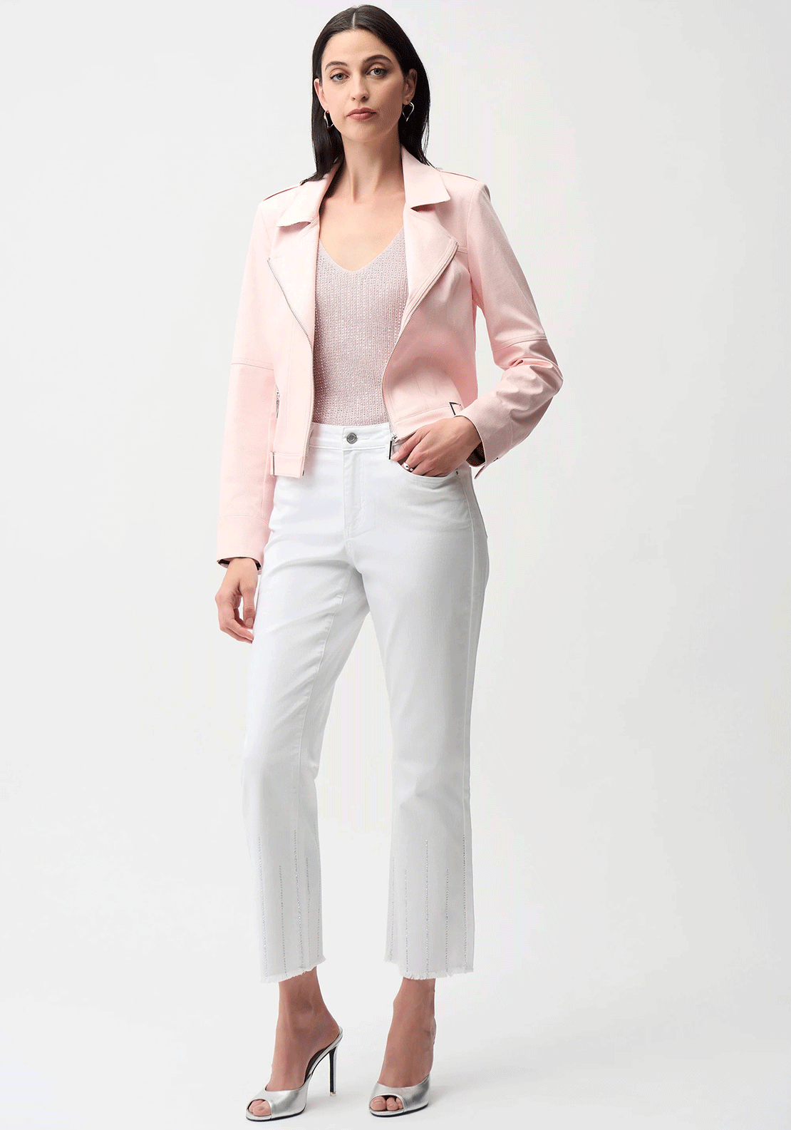 Joseph Ribkoff Foiled Faux Suede Jacket, Pink