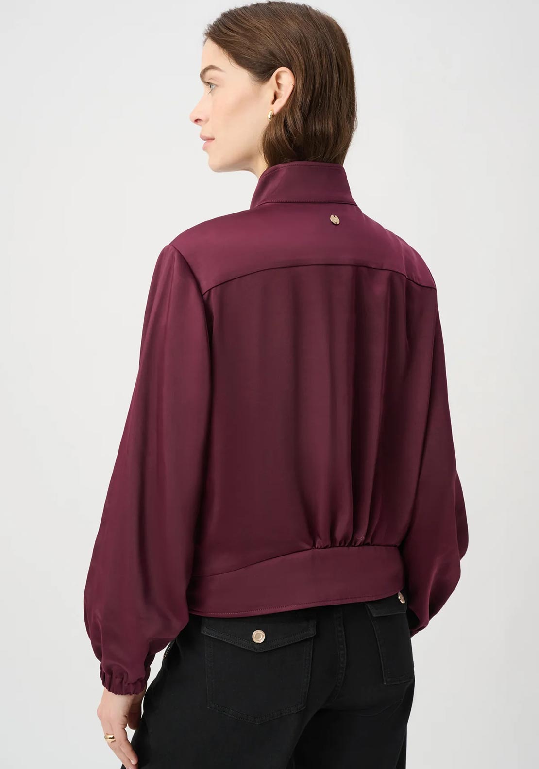 Joseph Ribkoff Satin Zip Jacket, Wine