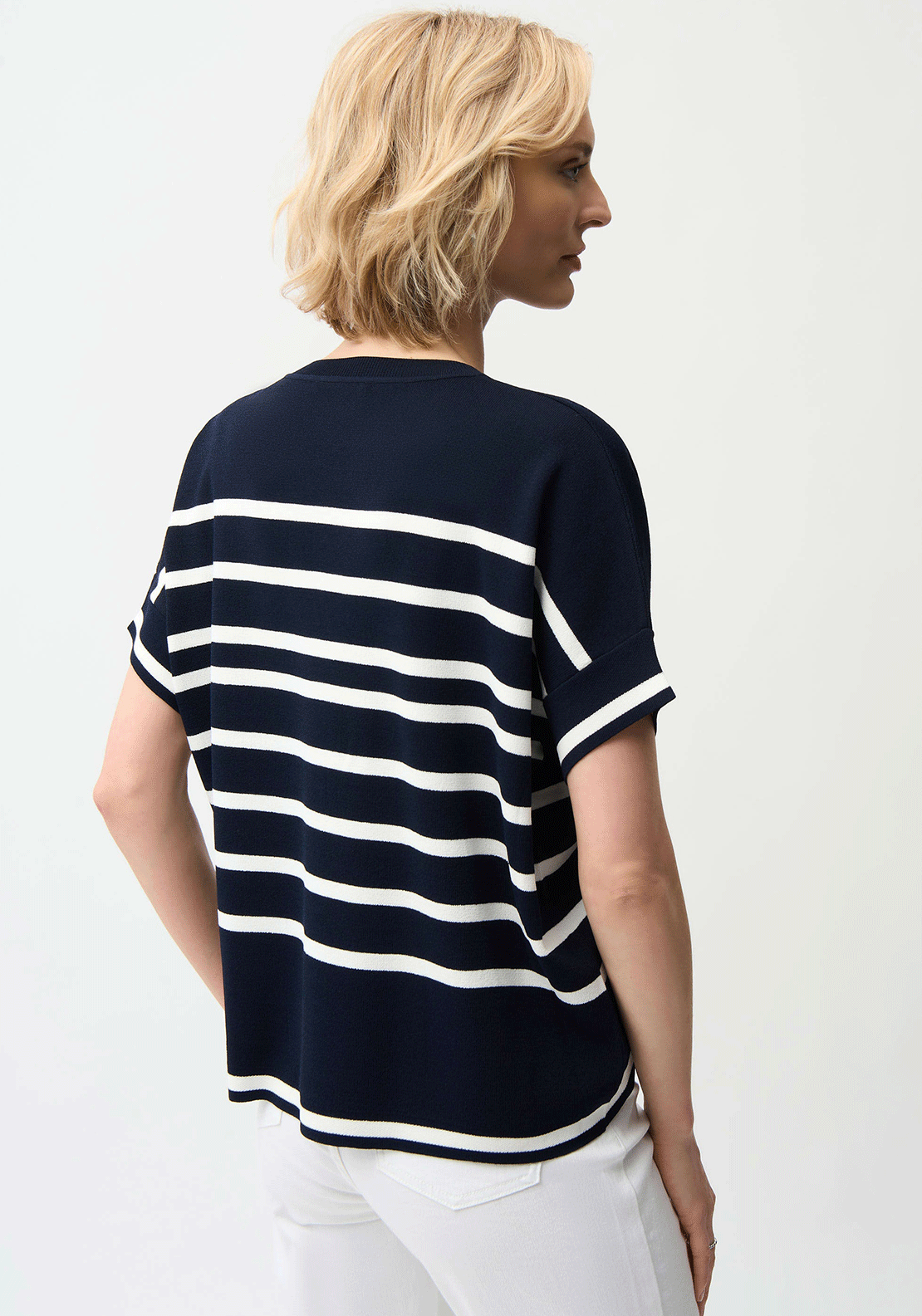 Joseph Ribkoff Striped Stretch Knit Top, Navy