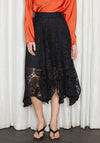 Jovonna Talia Handkerchief Crochet Midi Skirt, Black