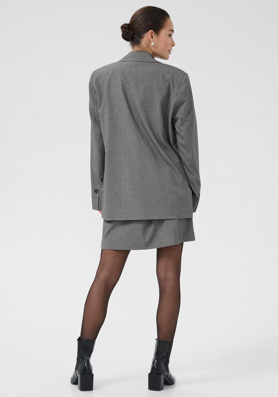 Kaffe Ellie Single Breasted Pinstripe Blazer, Grey