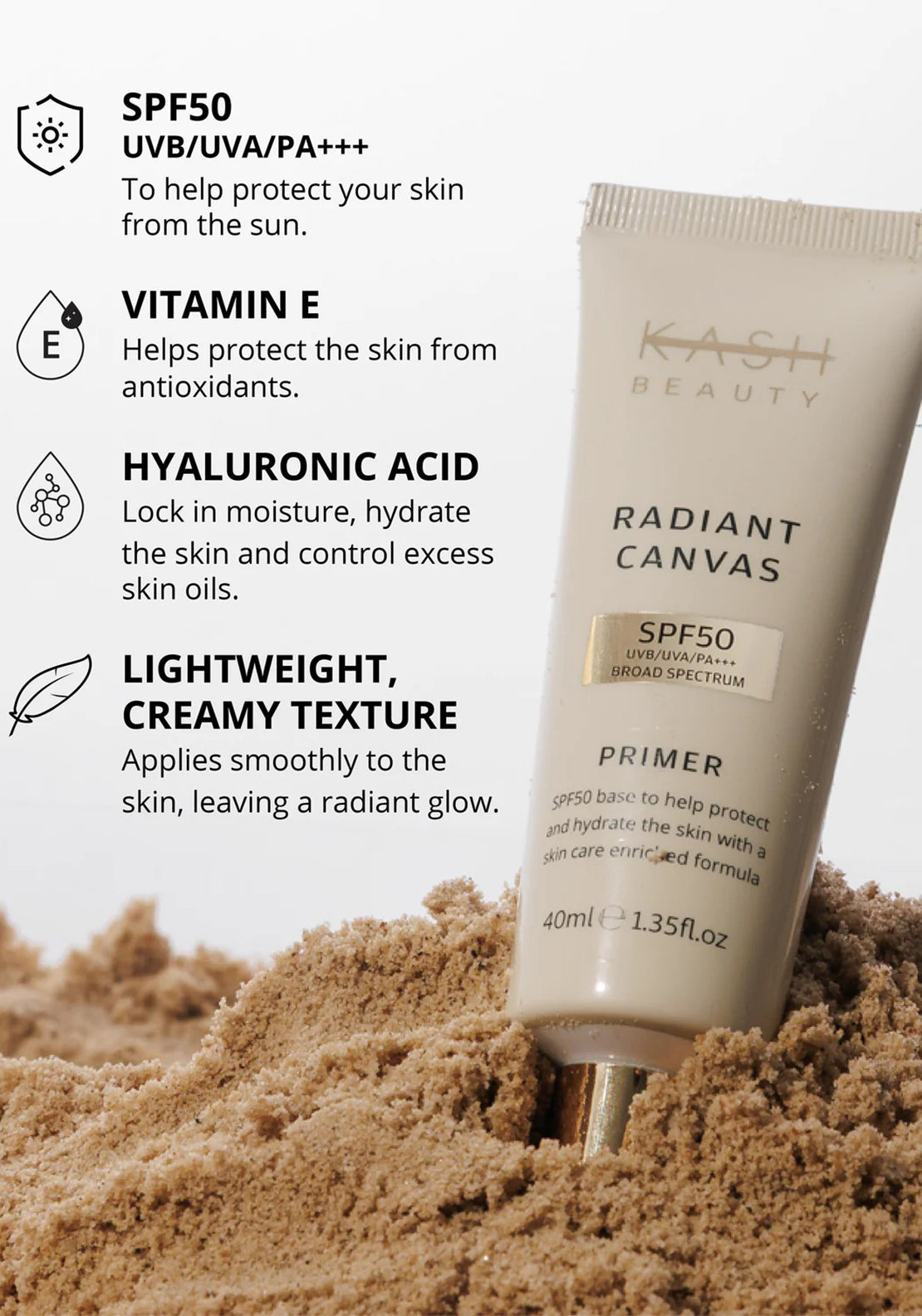 KASH Beauty Radiant Canvas SPF50 Primer