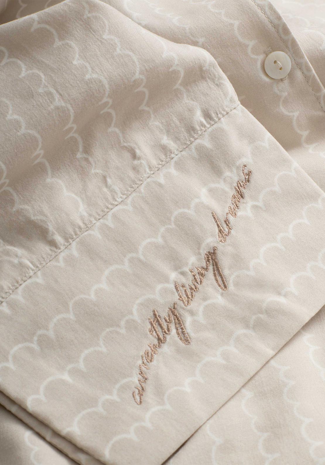 Katie Loxton Wave Print Pyjama Set, Light Beige