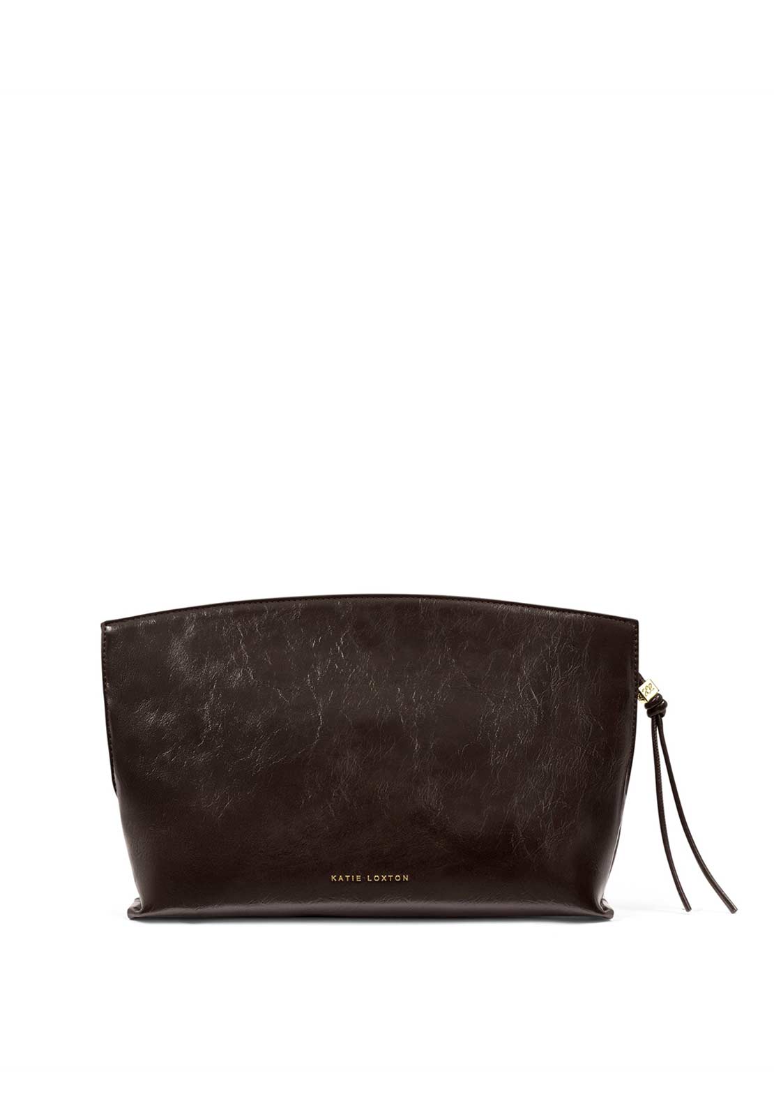 Katie Loxton Freya Patent Crackle Clutch, Chocolate Brown